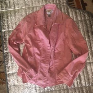Pink Button-Up Shirt Talbots pink stretch shirt